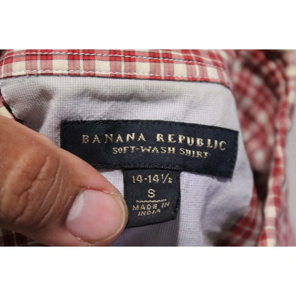 Banana Republic Men Button Down Shirt Long Sleeve Plaid Soft Wash Size Small